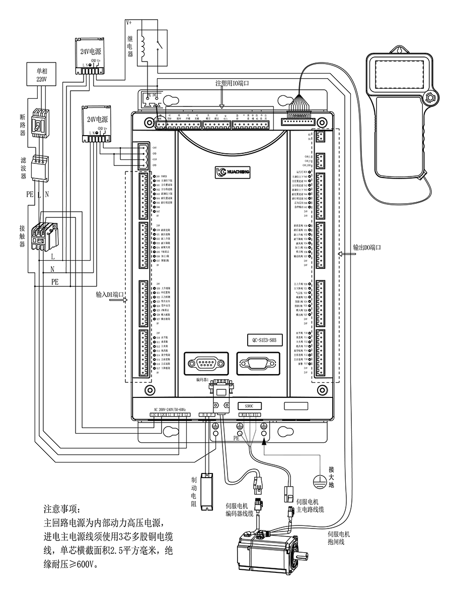 QC-S1E注塑驅(qū)控一體接線說明